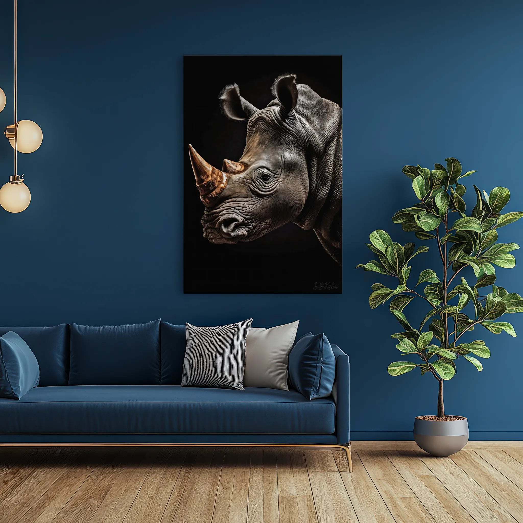 Rhino Portrait Amber Horn Glow Giclée Print 231041 Visual Wall Art AR2:3V Giclée Print