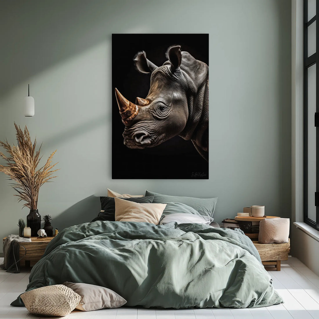 Rhino Portrait Amber Horn Glow Giclée Print 231041 Visual Wall Art AR2:3V Giclée Print