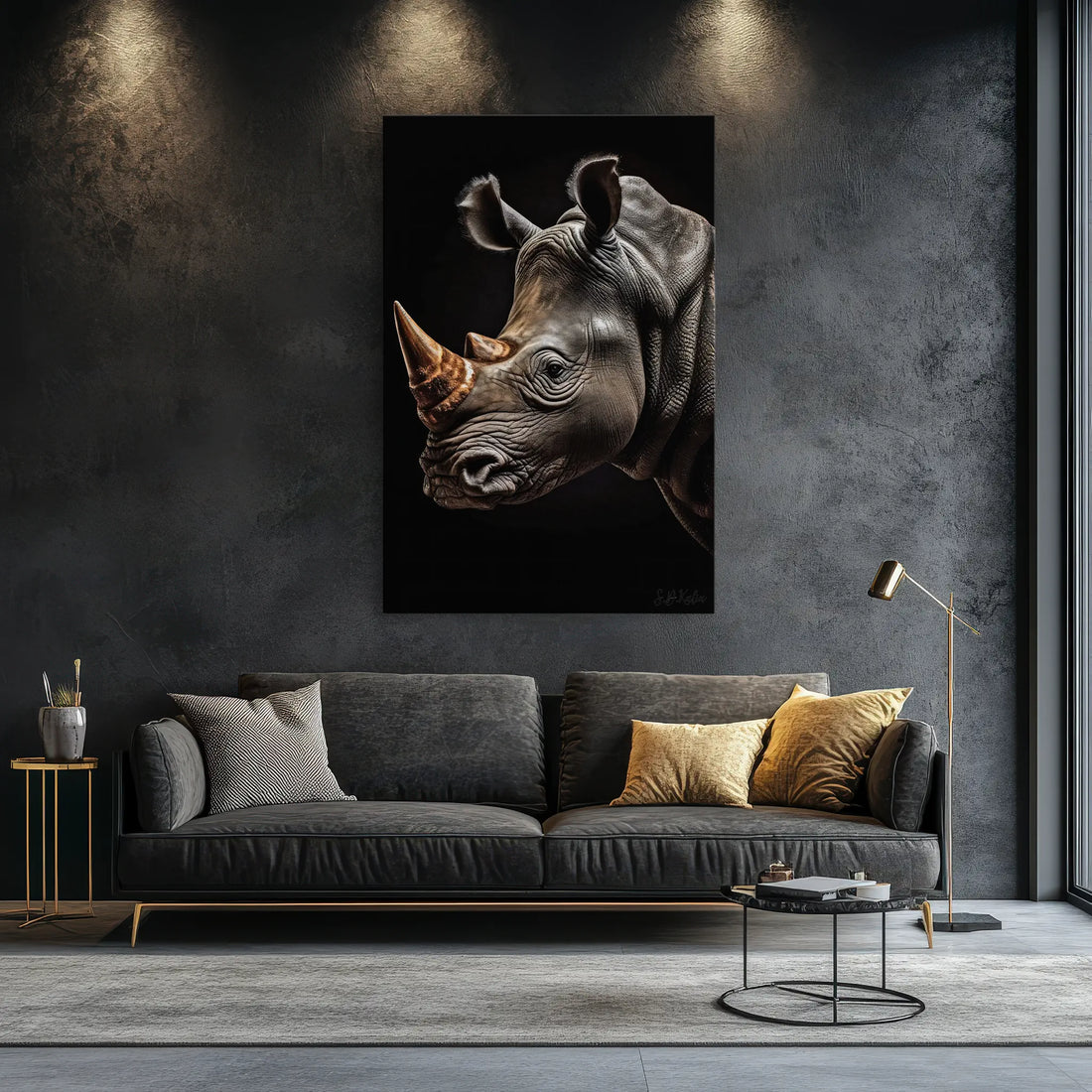 Rhino Portrait Amber Horn Glow Giclée Print 231041 Visual Wall Art AR2:3V Giclée Print