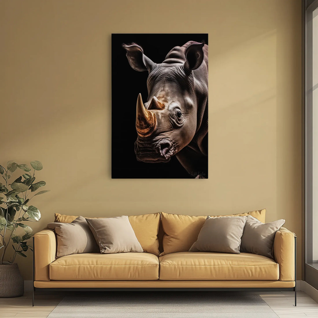 Rhino Portrait Golden Horn Giclée Print 231042 Visual Wall Art AR2:3V Giclée Print