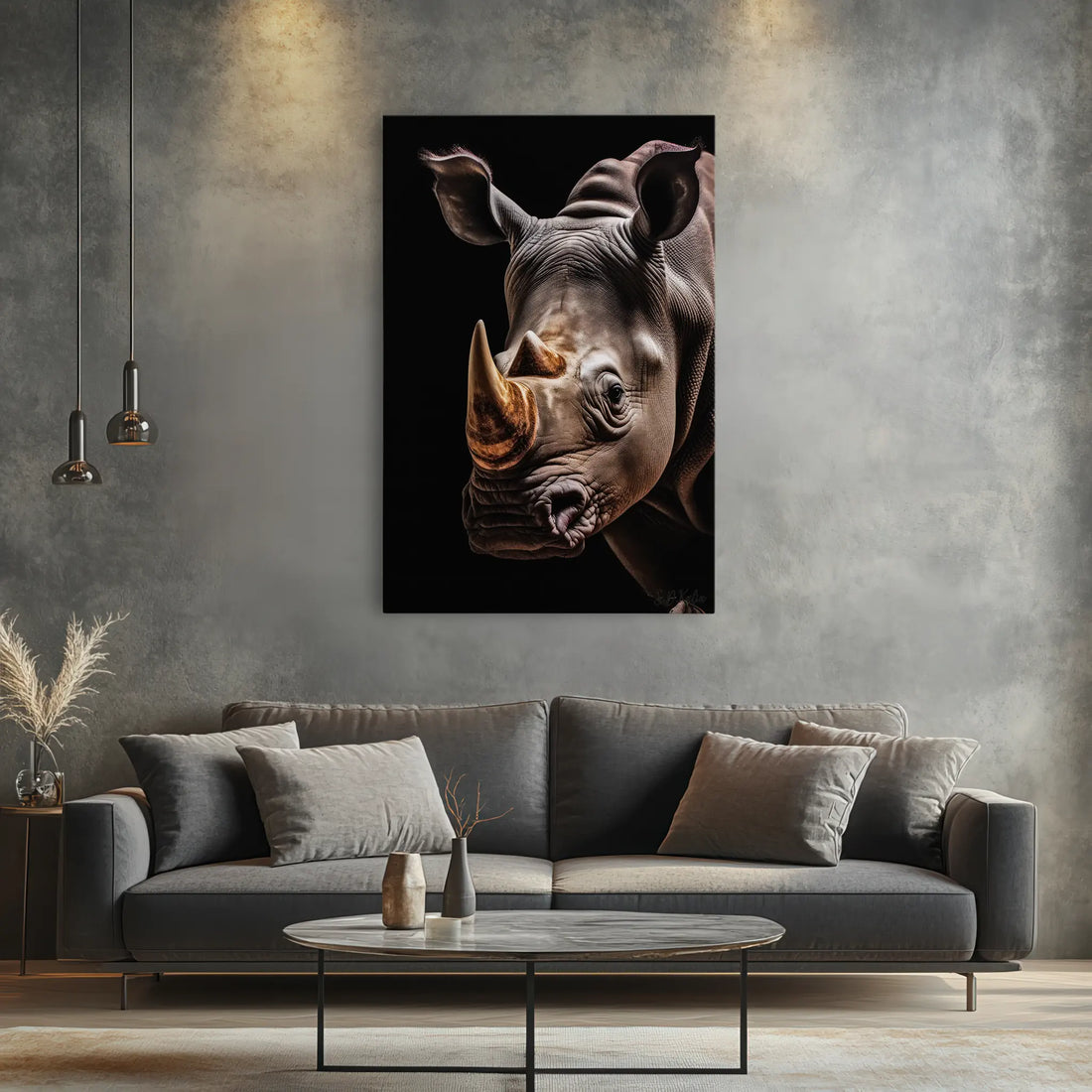 Rhino Portrait Golden Horn Giclée Print 231042 Visual Wall Art AR2:3V Giclée Print