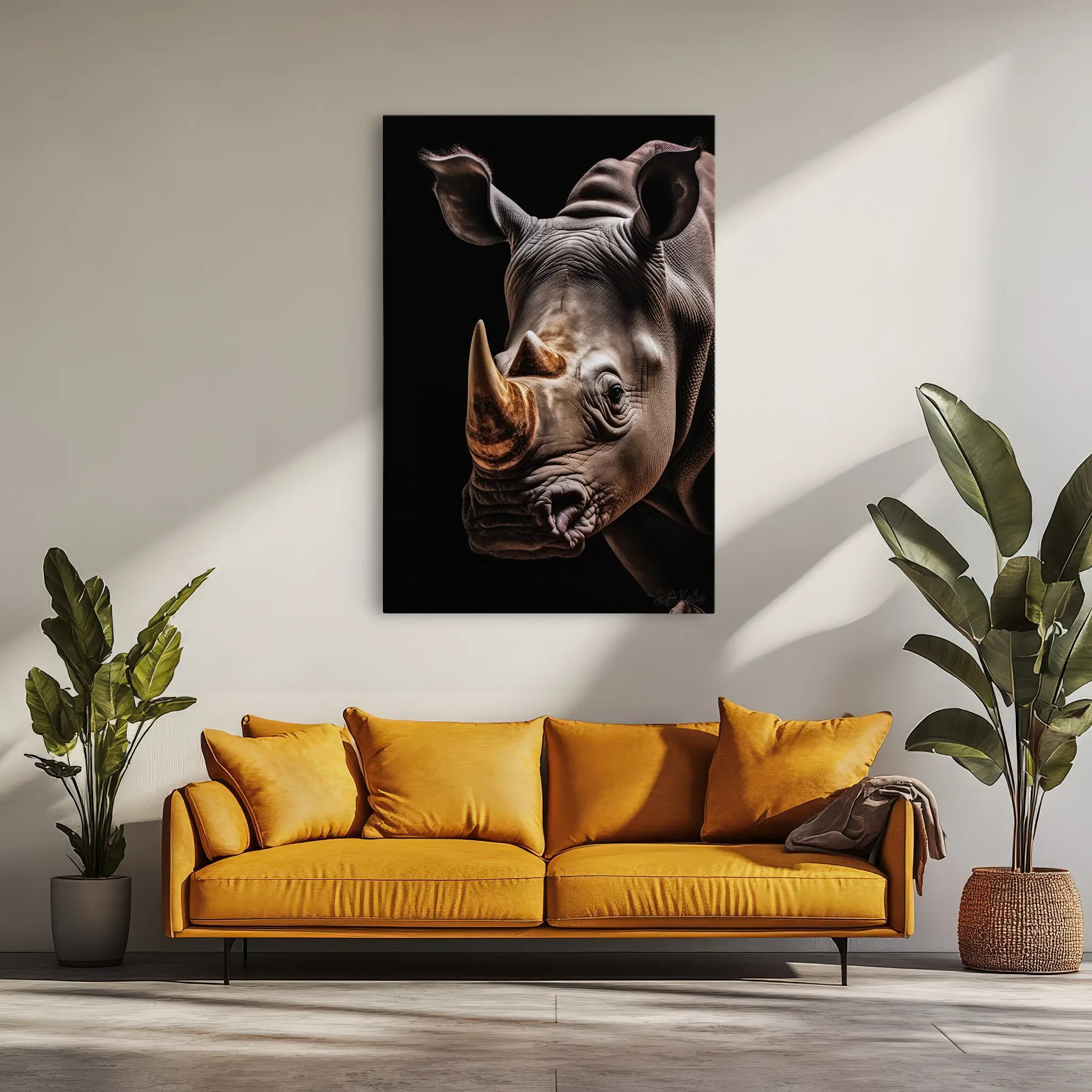 Rhino Portrait Golden Horn Giclée Print 231042 Visual Wall Art AR2:3V Giclée Print