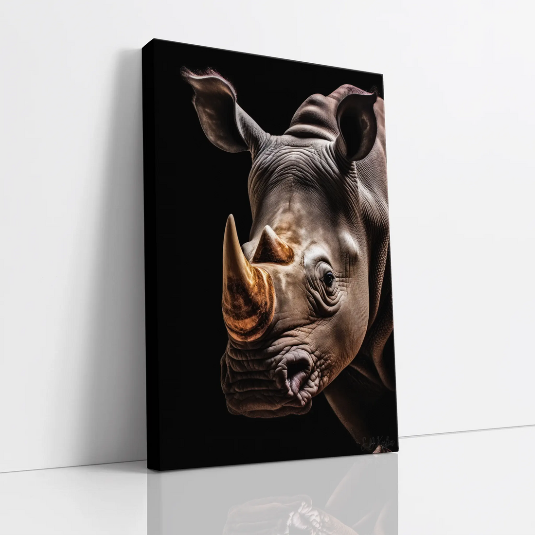 Rhino Portrait Golden Horn Giclée Print 231042 Visual Wall Art AR2:3V Giclée Print