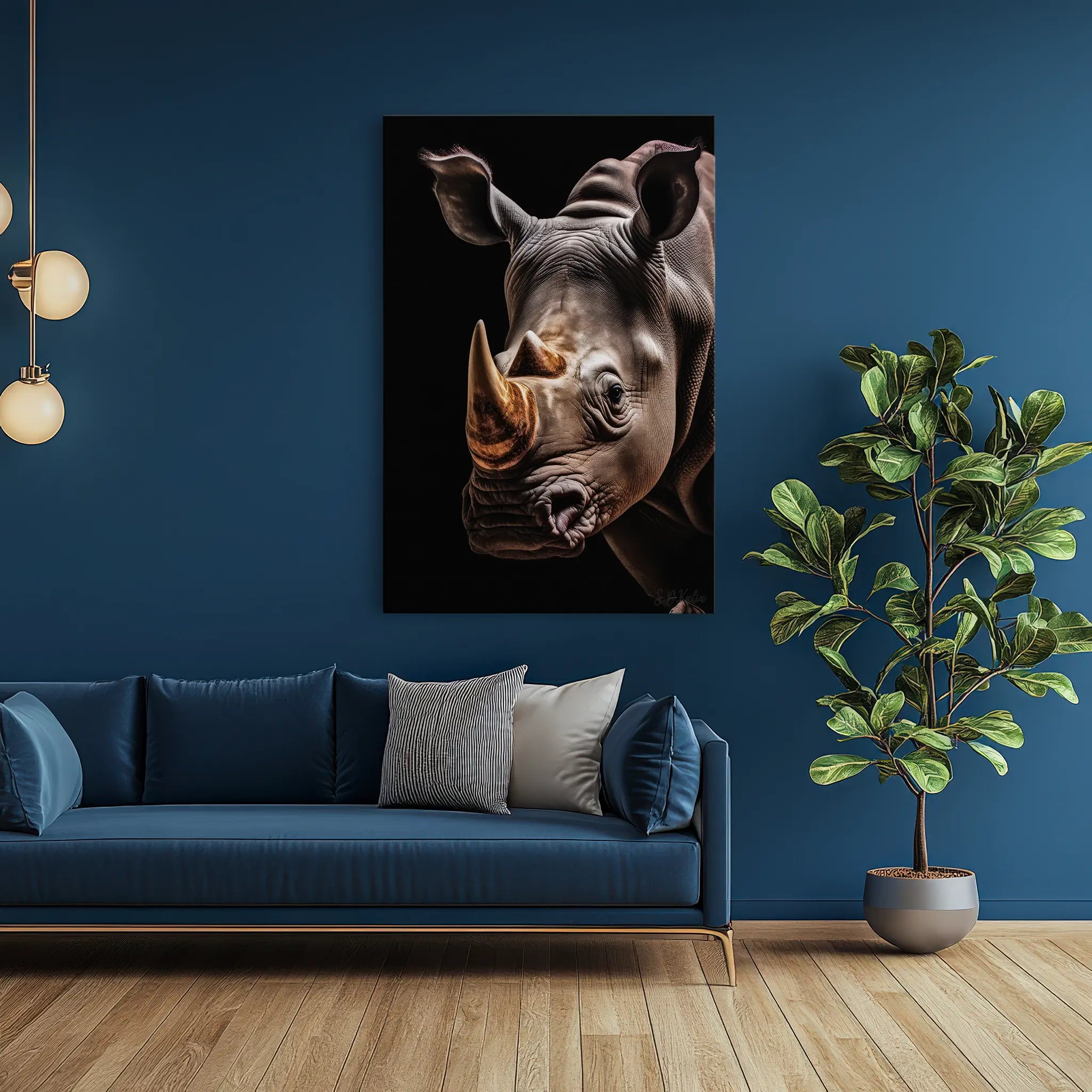 Rhino Portrait Golden Horn Giclée Print 231042 Visual Wall Art AR2:3V Giclée Print