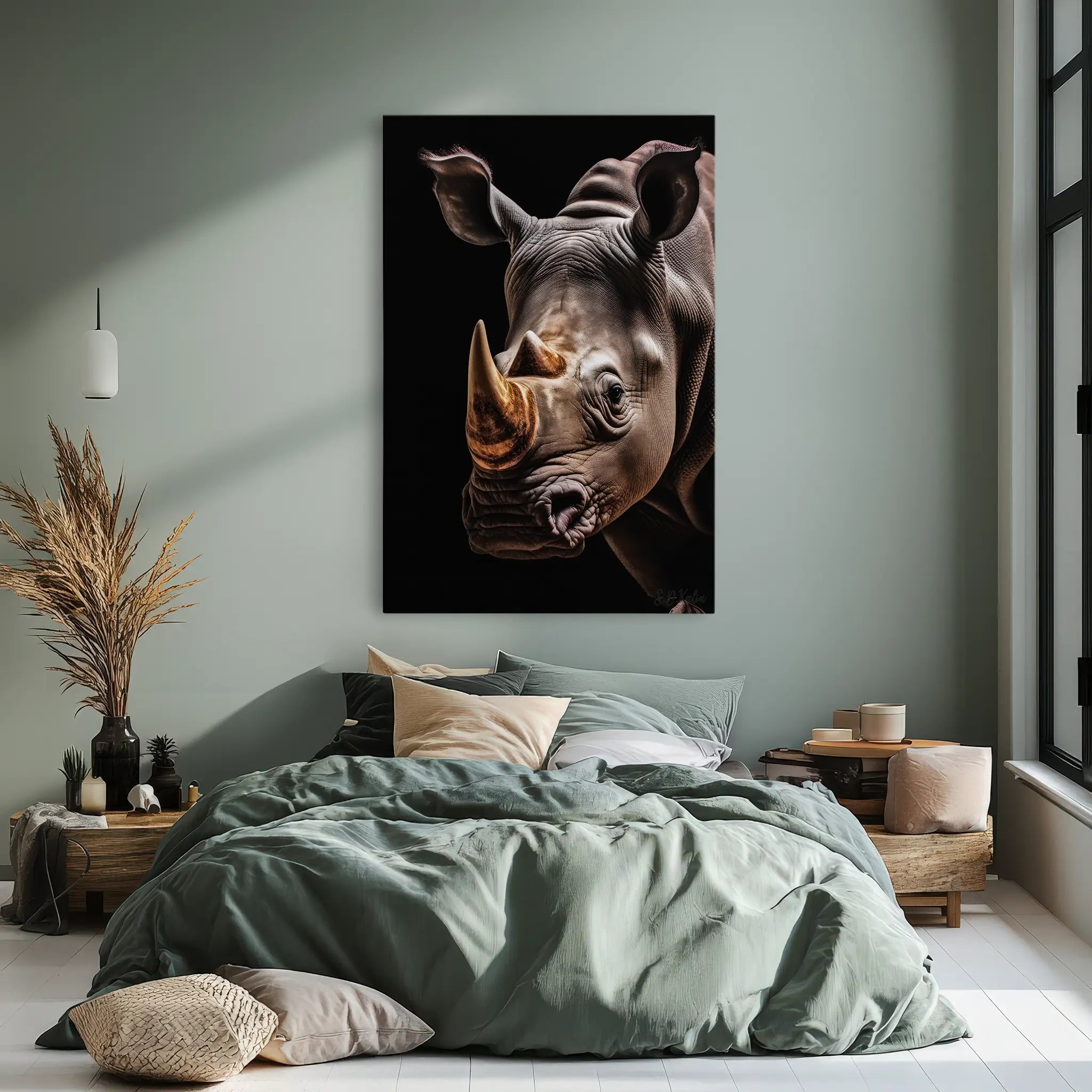 Rhino Portrait Golden Horn Giclée Print 231042 Visual Wall Art AR2:3V Giclée Print