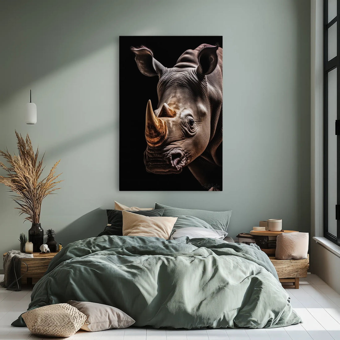 Rhino Portrait Golden Horn Giclée Print 231042 Visual Wall Art AR2:3V Giclée Print