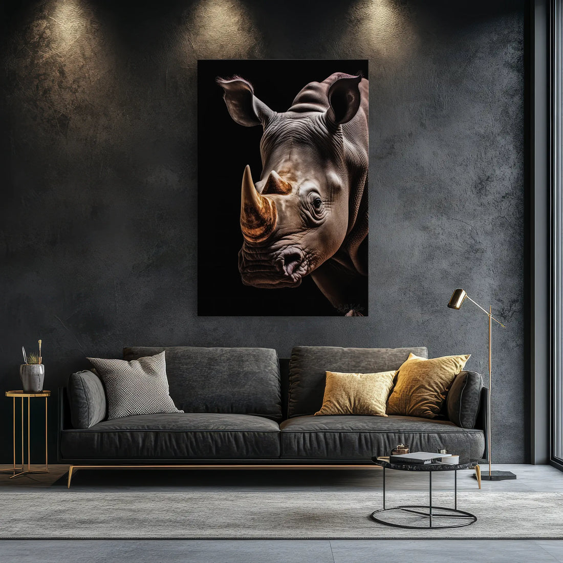 Rhino Portrait Golden Horn Giclée Print 231042 Visual Wall Art AR2:3V Giclée Print
