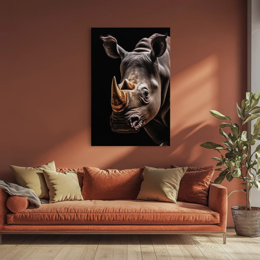 Rhino Portrait Golden Horn Giclée Print 231042 Visual Wall Art AR2:3V Giclée Print
