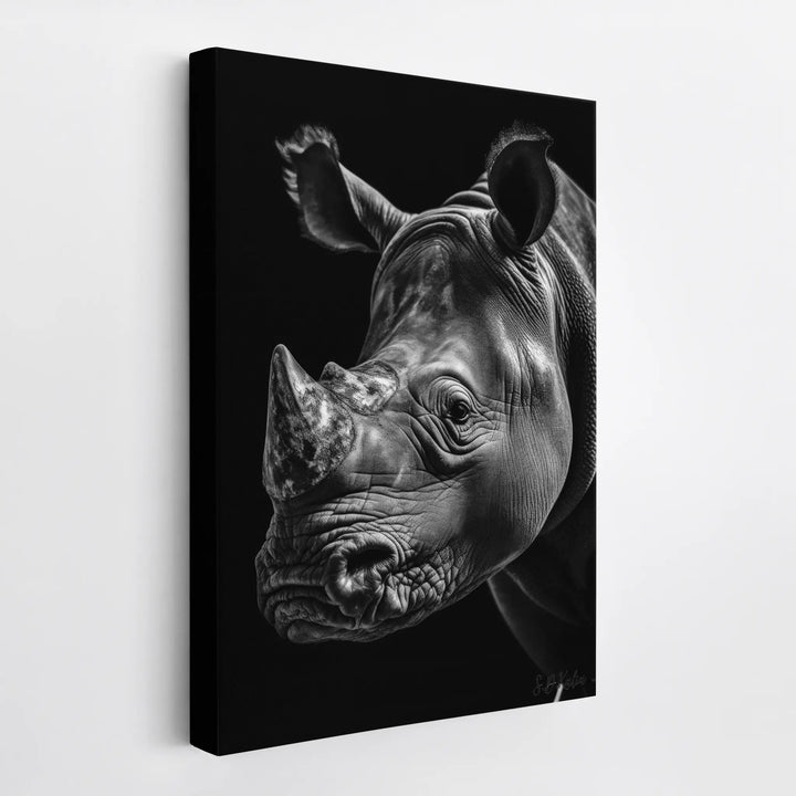 Rhino Portrait Monochrome Front-Left Gaze Giclée Print 231044 Visual Wall Art AR2:3V Giclée Print