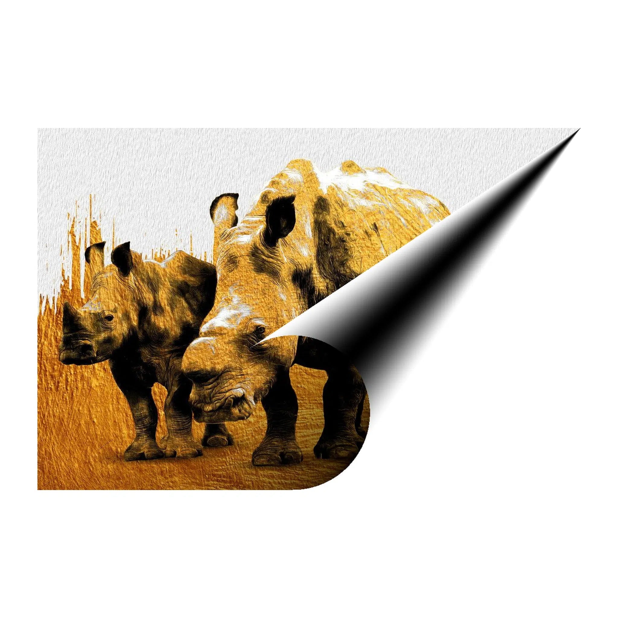 Rhinoceros Gold Giclée Print 32911 Giclée Fine Art Matte Paper Print Visual Wall Art