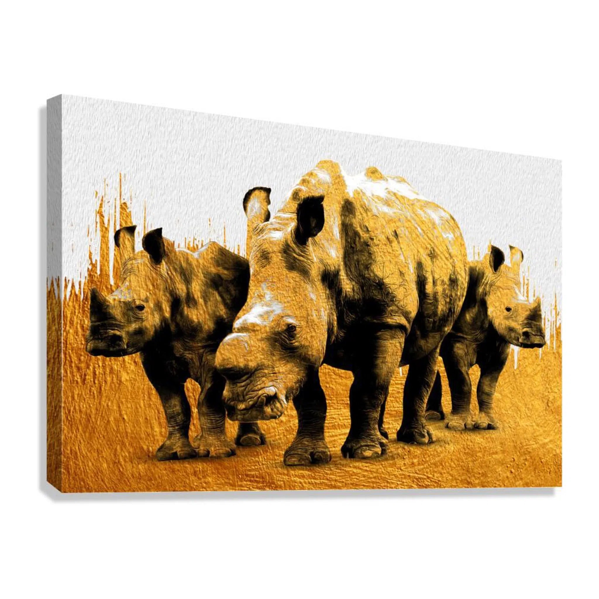Rhinoceros Gold Giclée Print 32911 Giclée Stretched Canvas Print Visual Wall Art