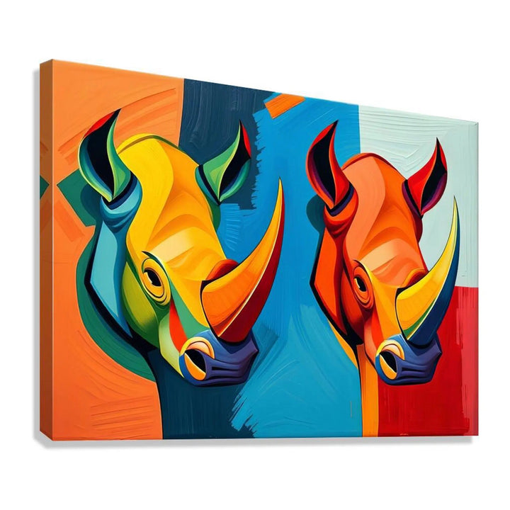 Rhinos Duo Giclee Print 43146 Giclée Stretched Canvas Print Pictorem.com