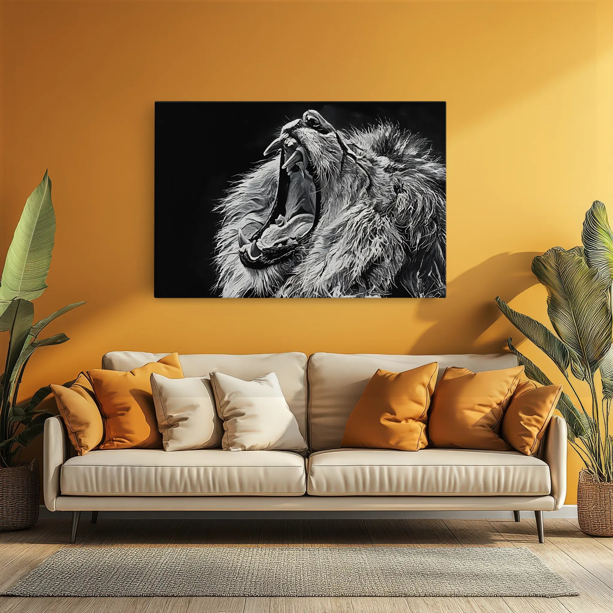 Roaring Lion Black And White Portrait Giclée Print 321009 Visual Wall Art AR3:2H Giclée Print