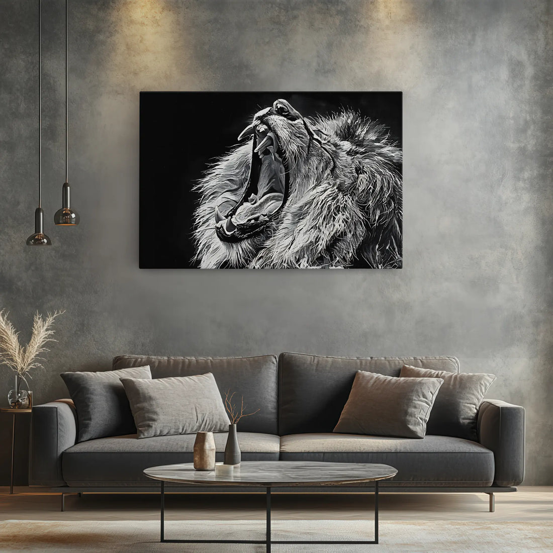 Roaring Lion Black And White Portrait Giclée Print 321009 Visual Wall Art AR3:2H Giclée Print