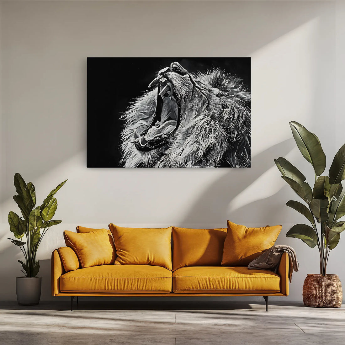Roaring Lion Black And White Portrait Giclée Print 321009 Visual Wall Art AR3:2H Giclée Print
