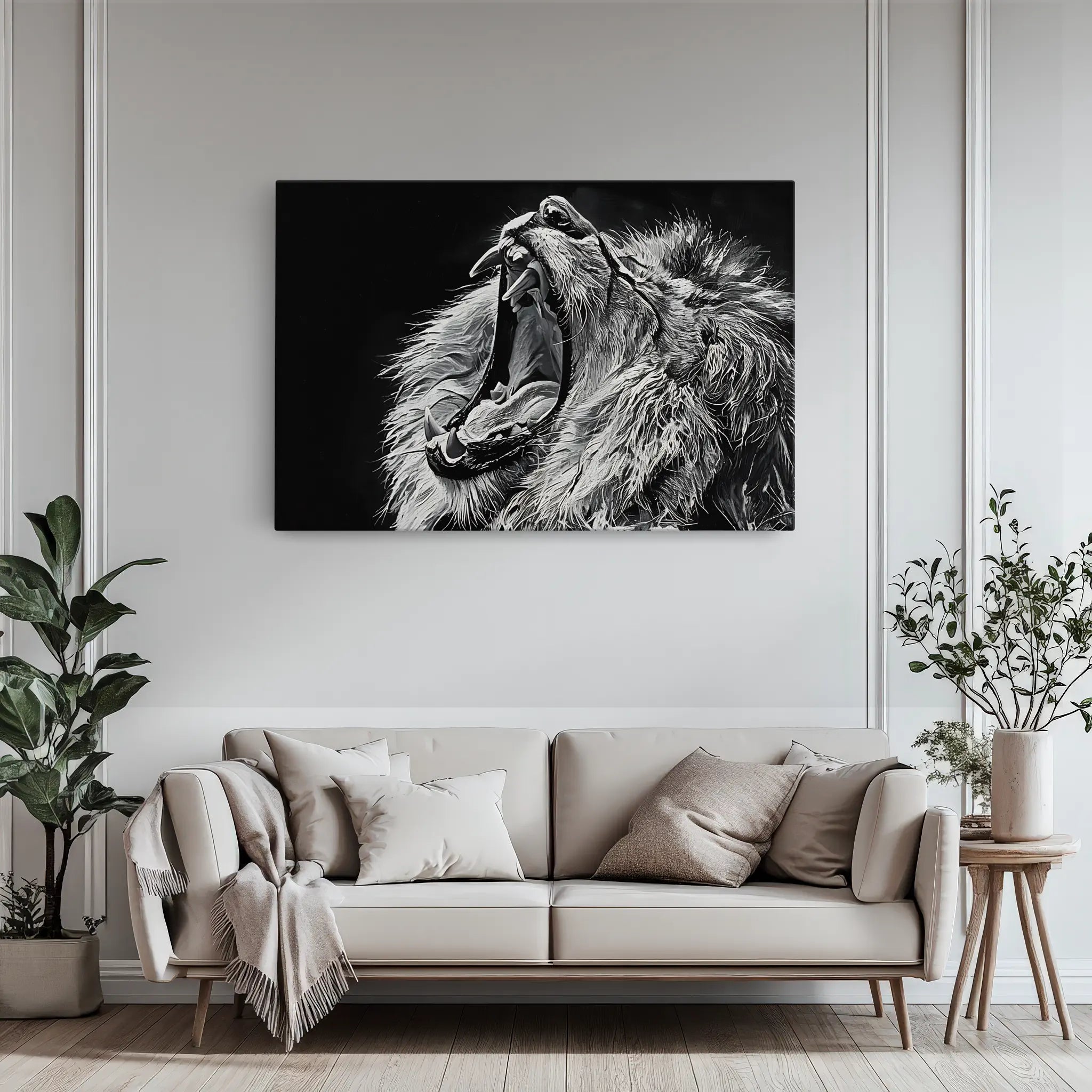 Roaring Lion Black And White Portrait Giclée Print 321009 Visual Wall Art AR3:2H Giclée Print