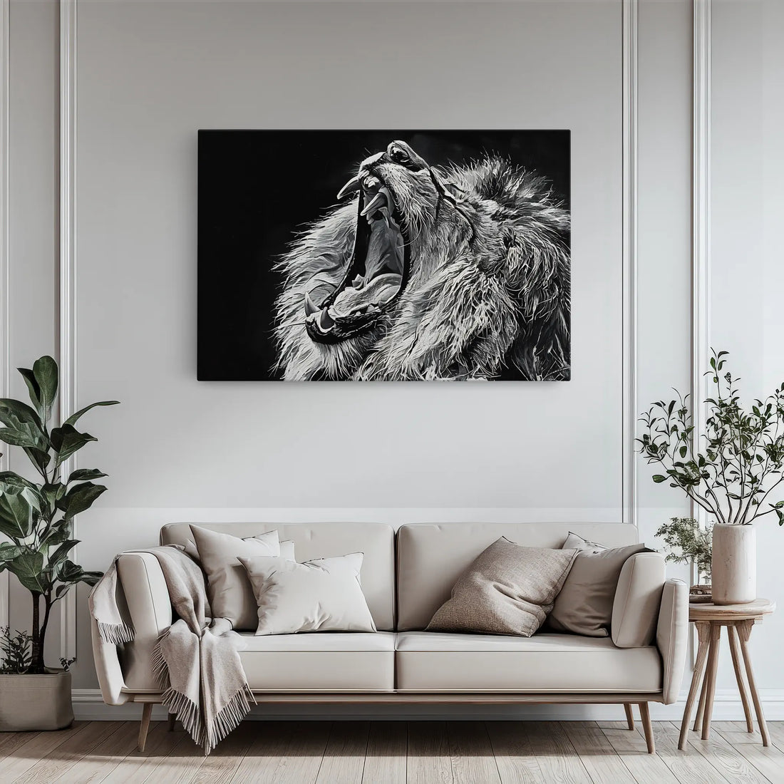 Roaring Lion Black And White Portrait Giclée Print 321009 Visual Wall Art AR3:2H Giclée Print