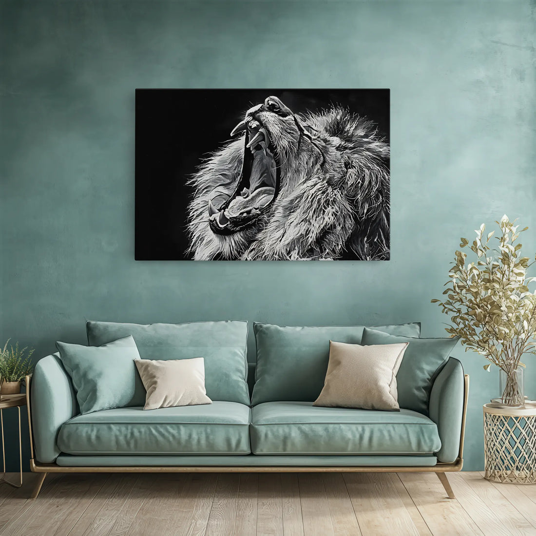 Roaring Lion Black And White Portrait Giclée Print 321009 Visual Wall Art AR3:2H Giclée Print