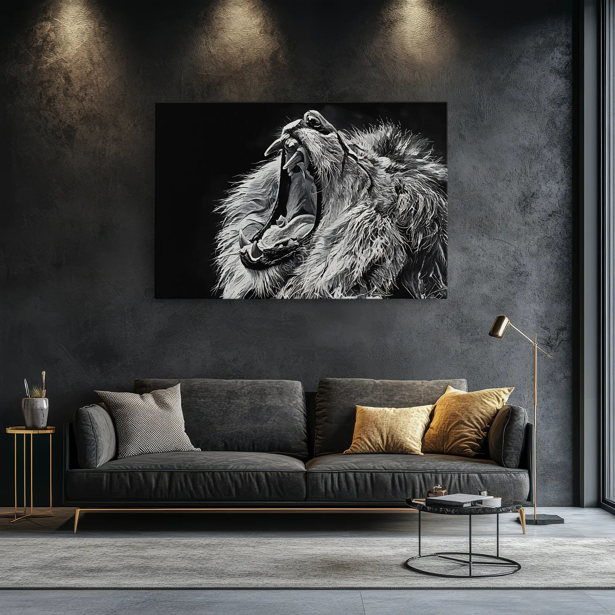 Roaring Lion Black And White Portrait Giclée Print 321009 Visual Wall Art AR3:2H Giclée Print