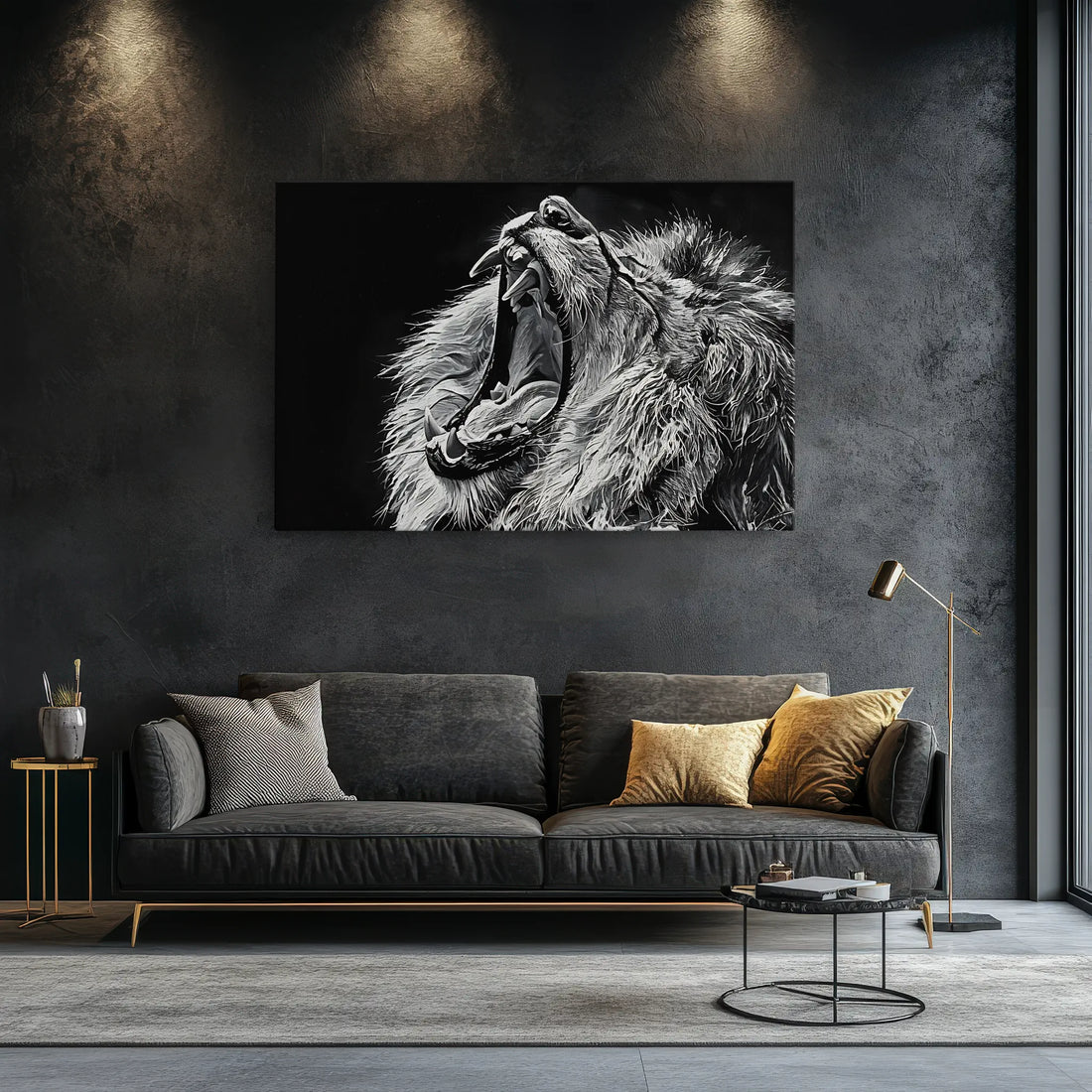 Roaring Lion Black And White Portrait Giclée Print 321009 Visual Wall Art AR3:2H Giclée Print