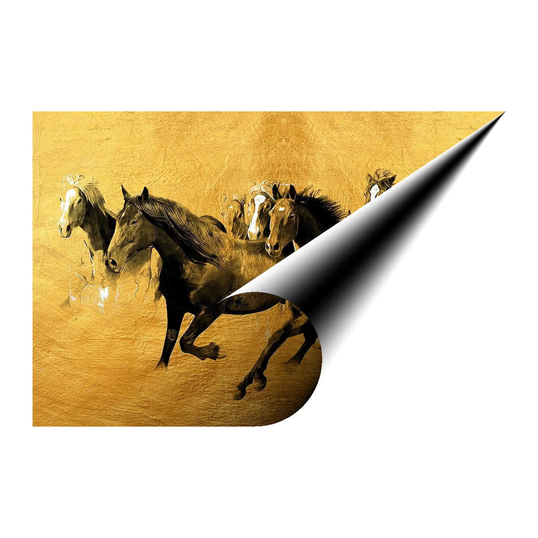 Running Horses Gold Giclée Print 32908 Giclée Rolled Canvas Print Visual Wall Art