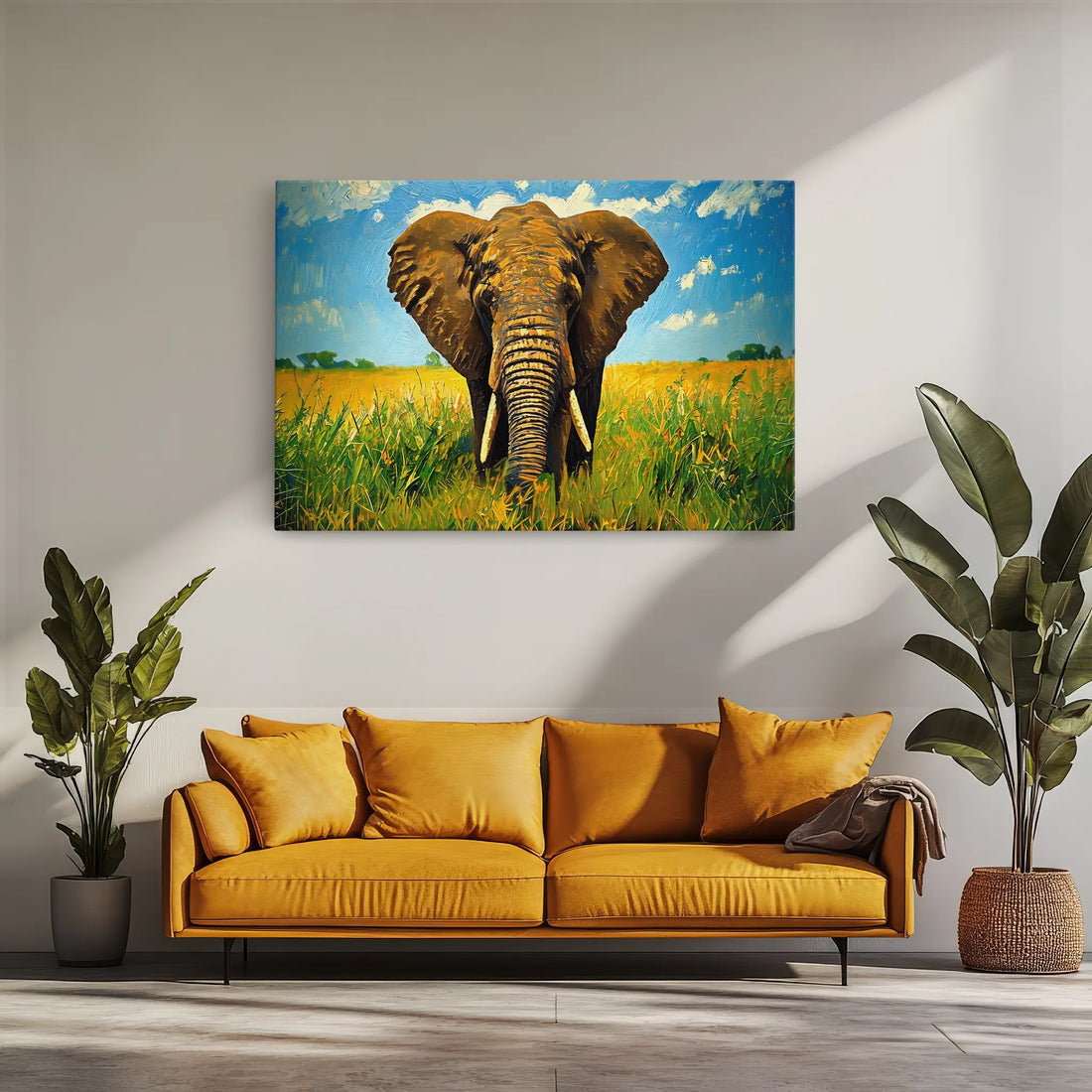 Safari African Elephant Walking Through Grassland Giclée Print 321011 Visual Wall Art AR3:2H Giclée Print