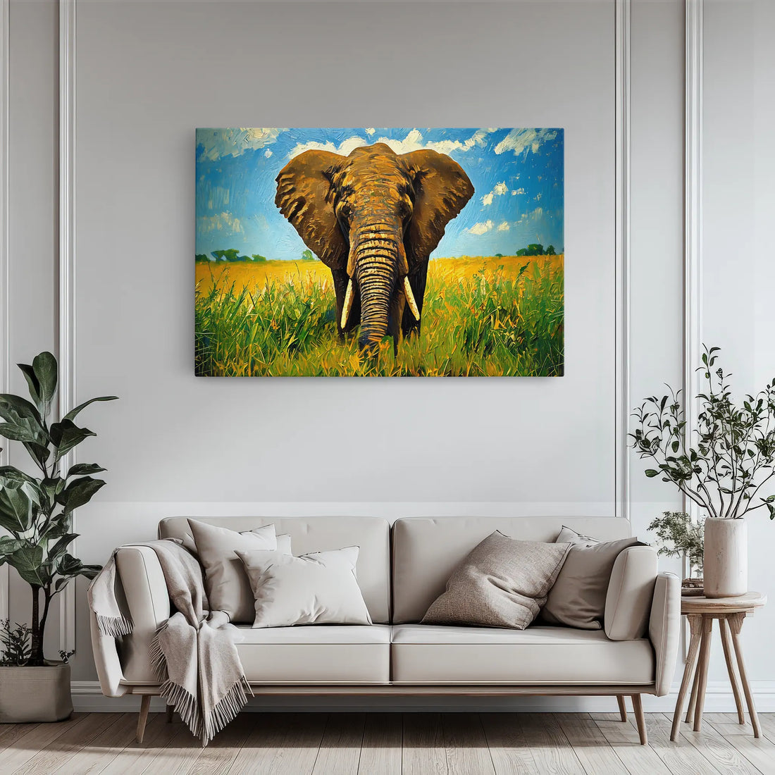 Safari African Elephant Walking Through Grassland Giclée Print 321011 Visual Wall Art AR3:2H Giclée Print