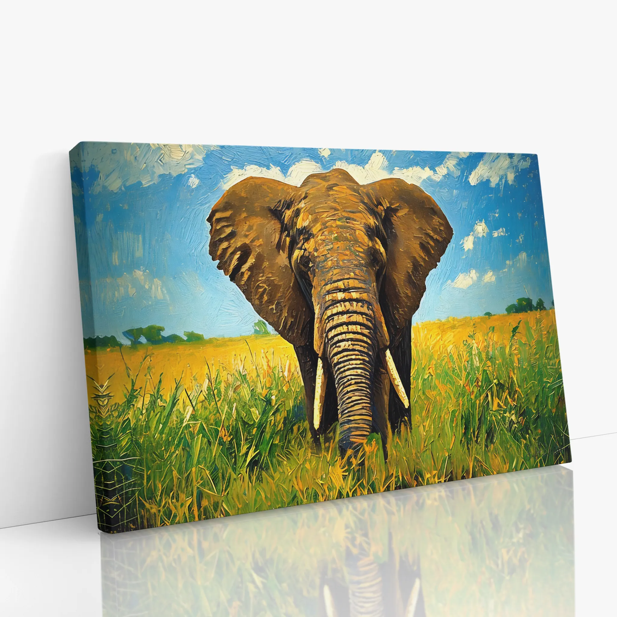 Safari African Elephant Walking Through Grassland Giclée Print 321011 Visual Wall Art AR3:2H Giclée Print