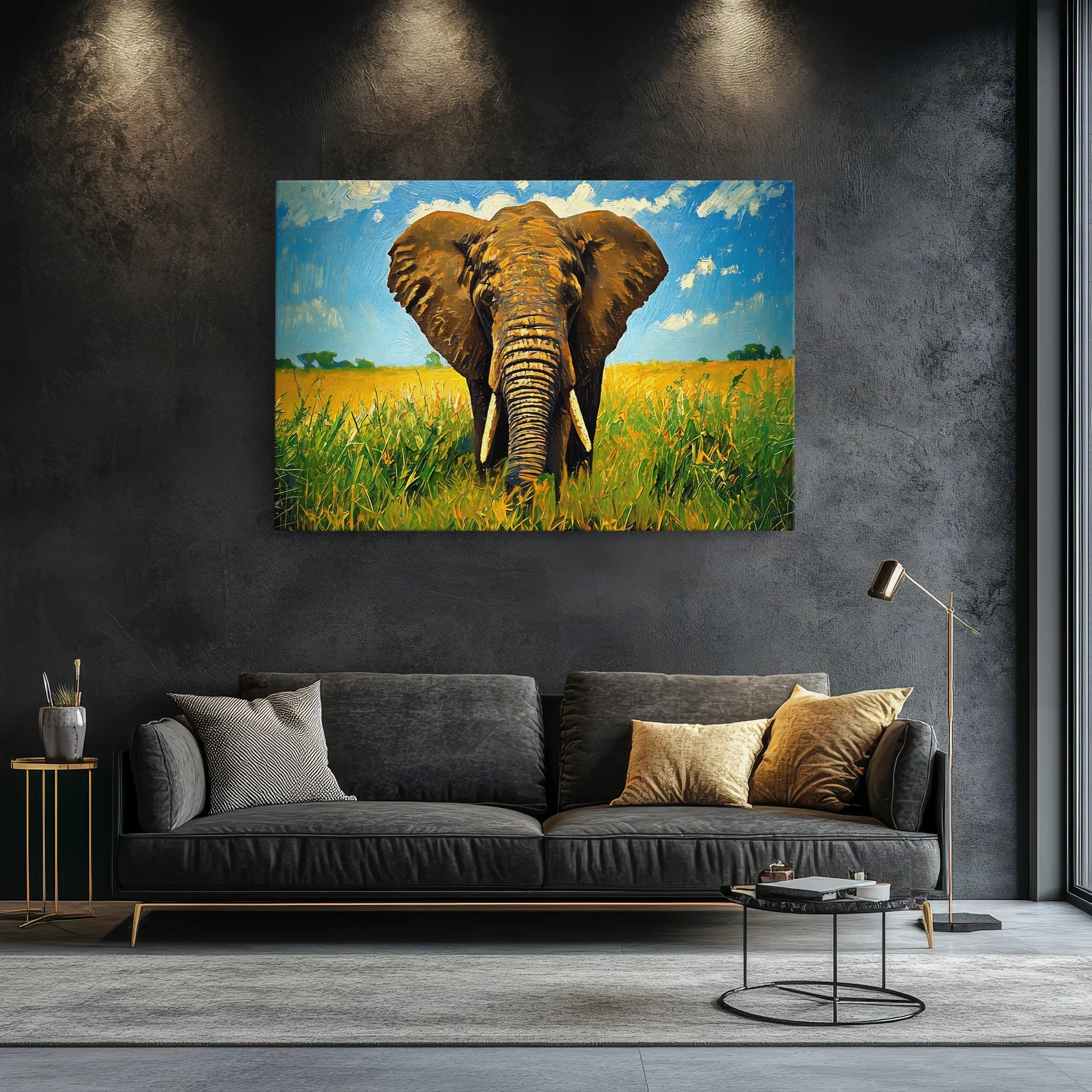 Safari African Elephant Walking Through Grassland Giclée Print 321011 Visual Wall Art AR3:2H Giclée Print