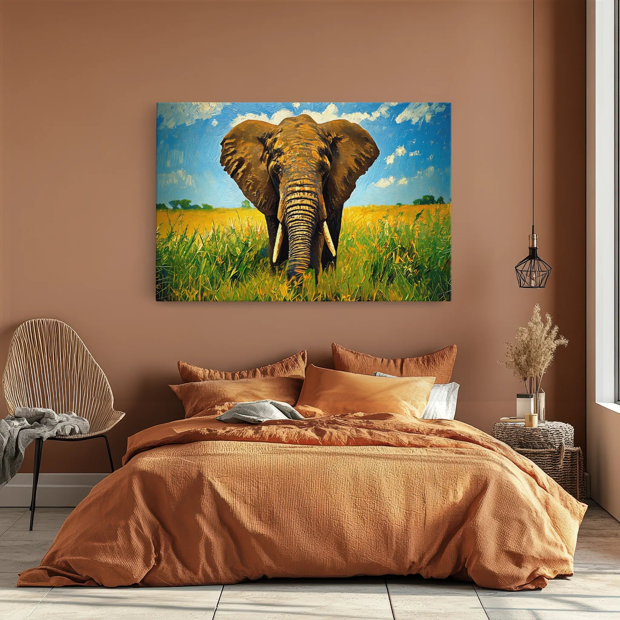 Safari African Elephant Walking Through Grassland Giclée Print 321011 Visual Wall Art AR3:2H Giclée Print