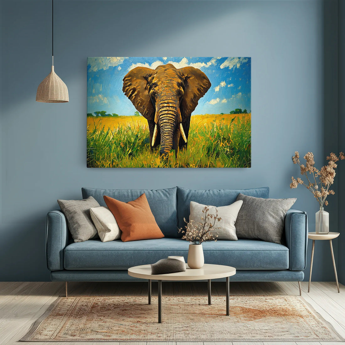 Safari African Elephant Walking Through Grassland Giclée Print 321011 Visual Wall Art AR3:2H Giclée Print