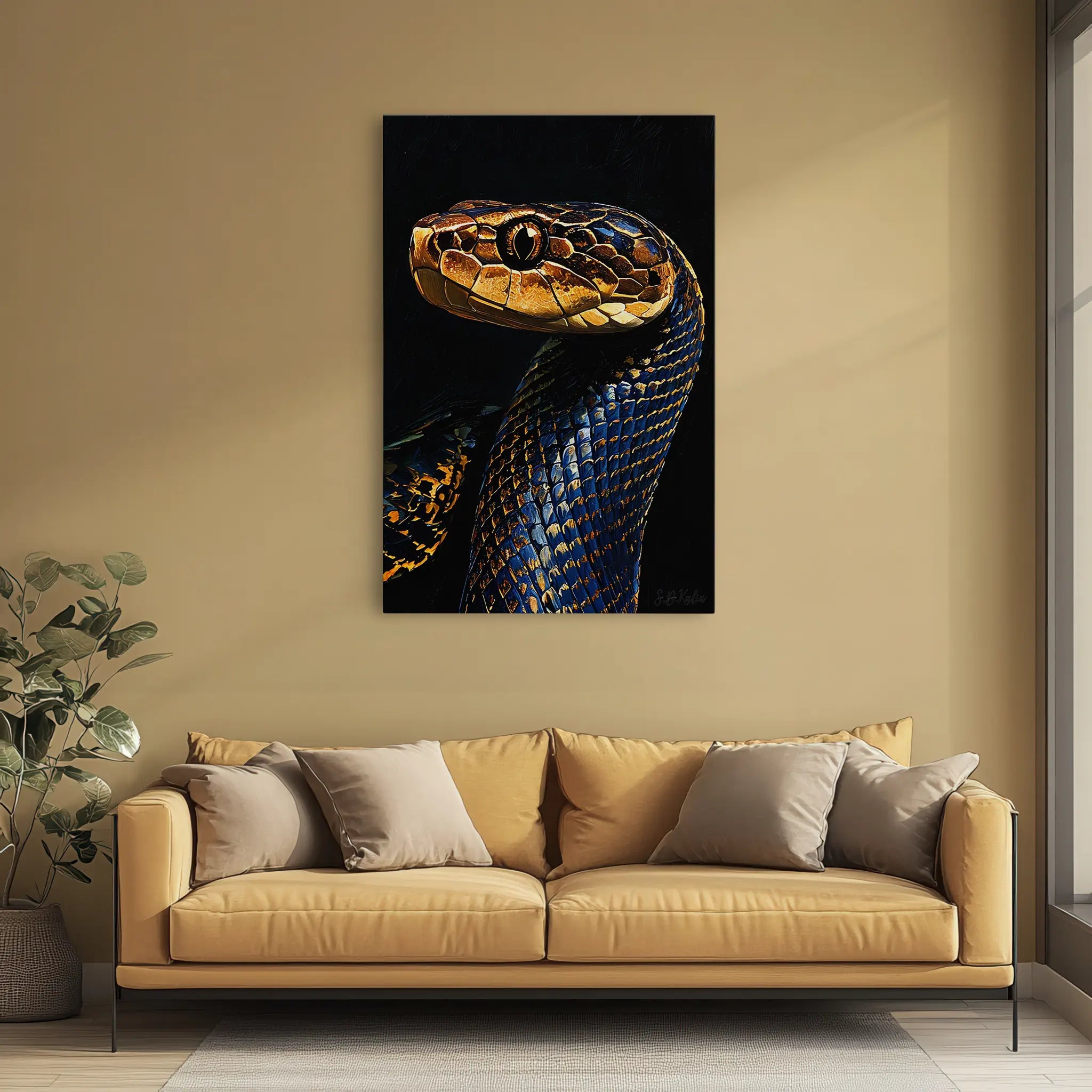 Sapphire Serpent Gilded Gaze Giclée Print 231096 Visual Wall Art AR2:3V Giclée Print