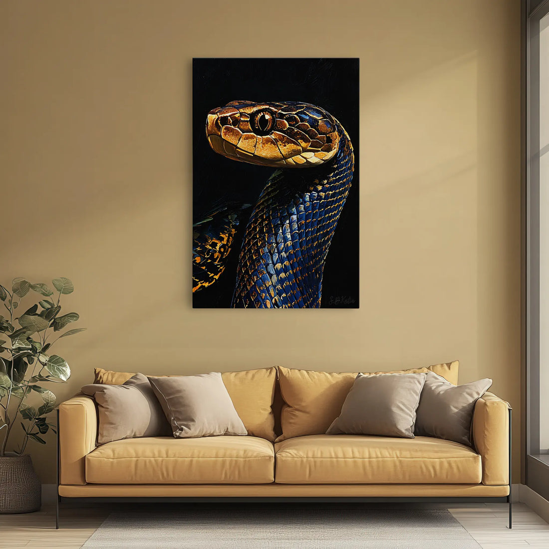 Sapphire Serpent Gilded Gaze Giclée Print 231096 Visual Wall Art AR2:3V Giclée Print