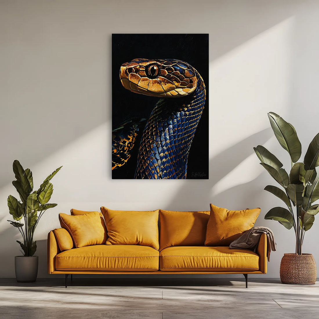 Sapphire Serpent Gilded Gaze Giclée Print 231096 Visual Wall Art AR2:3V Giclée Print