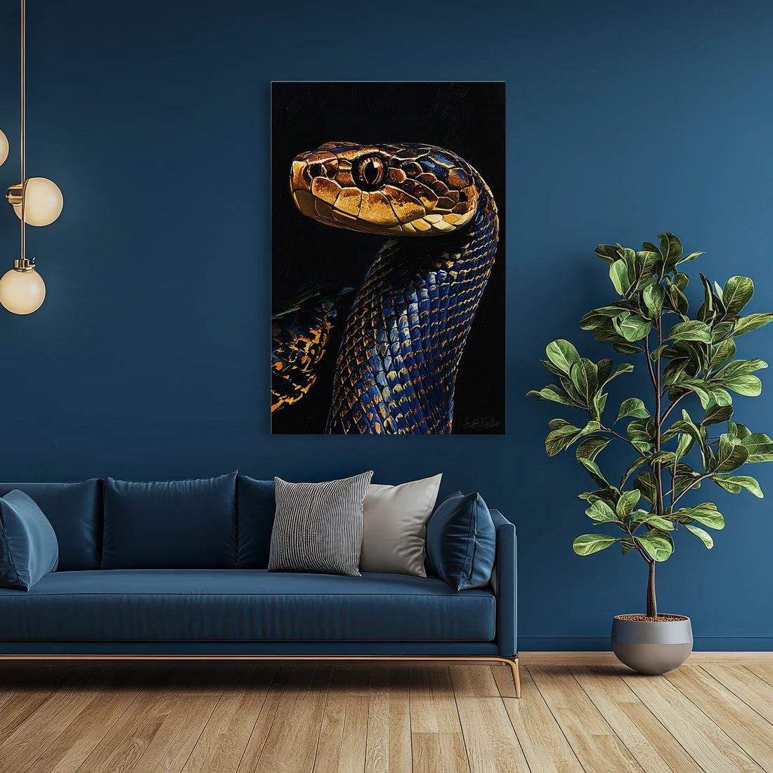 Sapphire Serpent Gilded Gaze Giclée Print 231096 Visual Wall Art AR2:3V Giclée Print