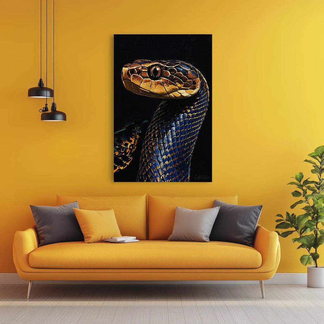 Sapphire Serpent Gilded Gaze Giclée Print 231096 Visual Wall Art AR2:3V Giclée Print