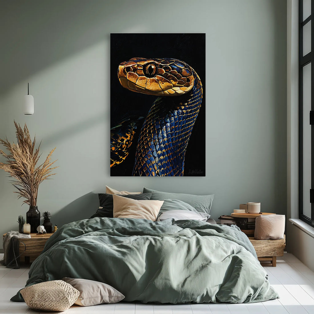 Sapphire Serpent Gilded Gaze Giclée Print 231096 Visual Wall Art AR2:3V Giclée Print