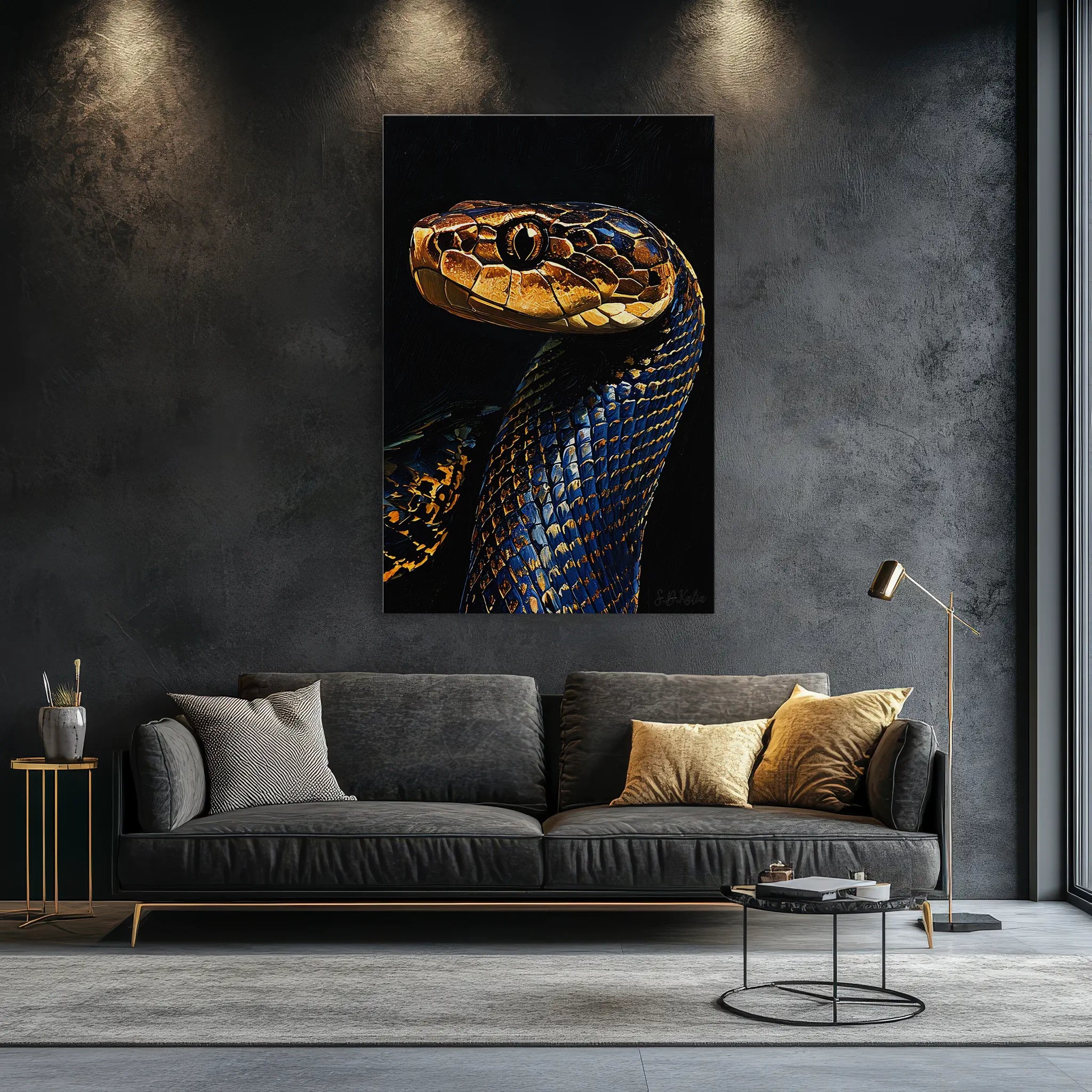 Sapphire Serpent Gilded Gaze Giclée Print 231096 Visual Wall Art AR2:3V Giclée Print