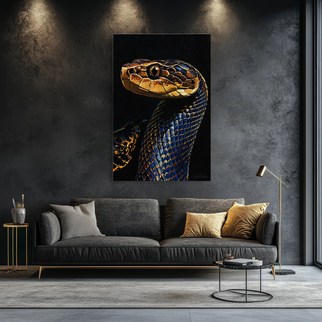 Sapphire Serpent Gilded Gaze Giclée Print 231096 Visual Wall Art AR2:3V Giclée Print