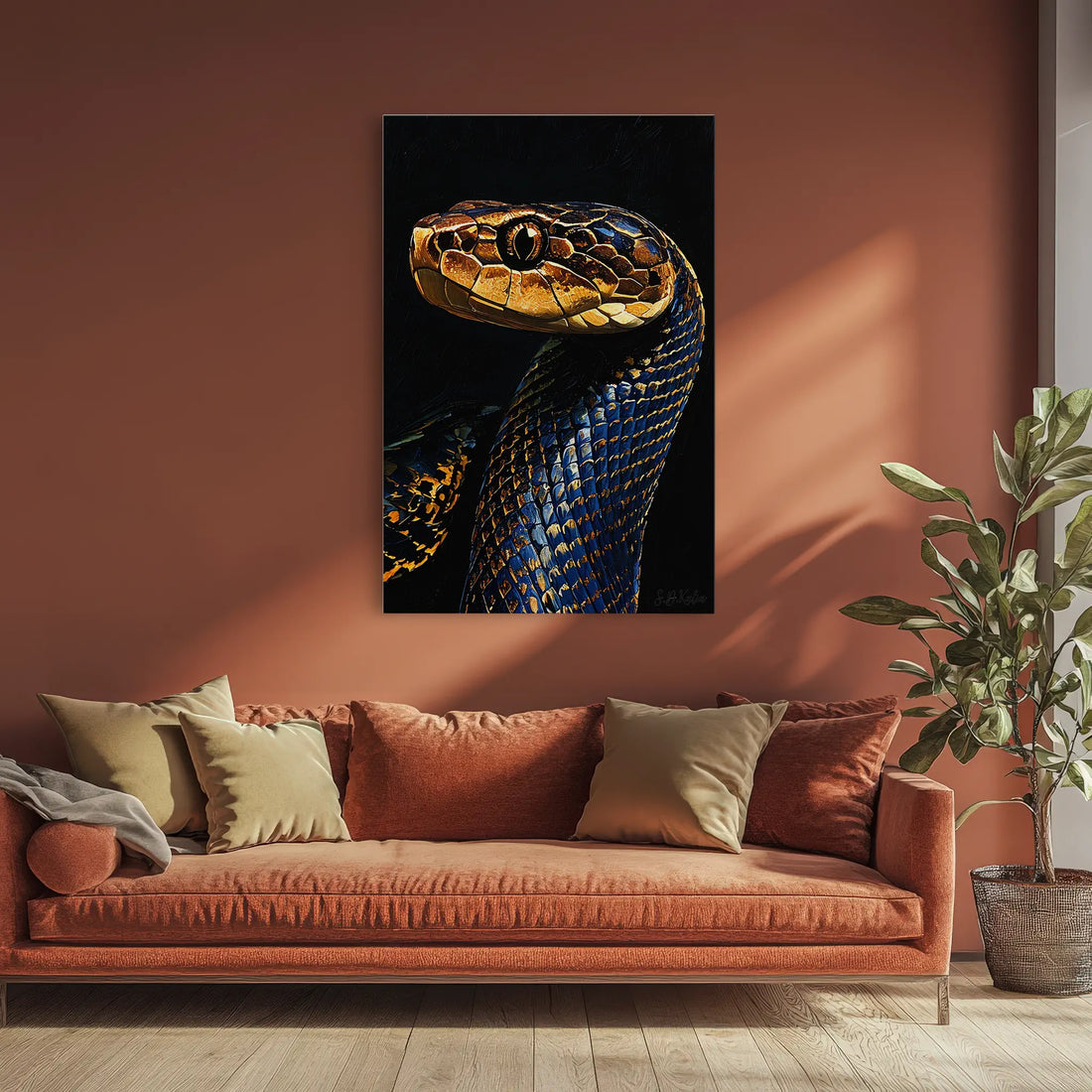 Sapphire Serpent Gilded Gaze Giclée Print 231096 Visual Wall Art AR2:3V Giclée Print
