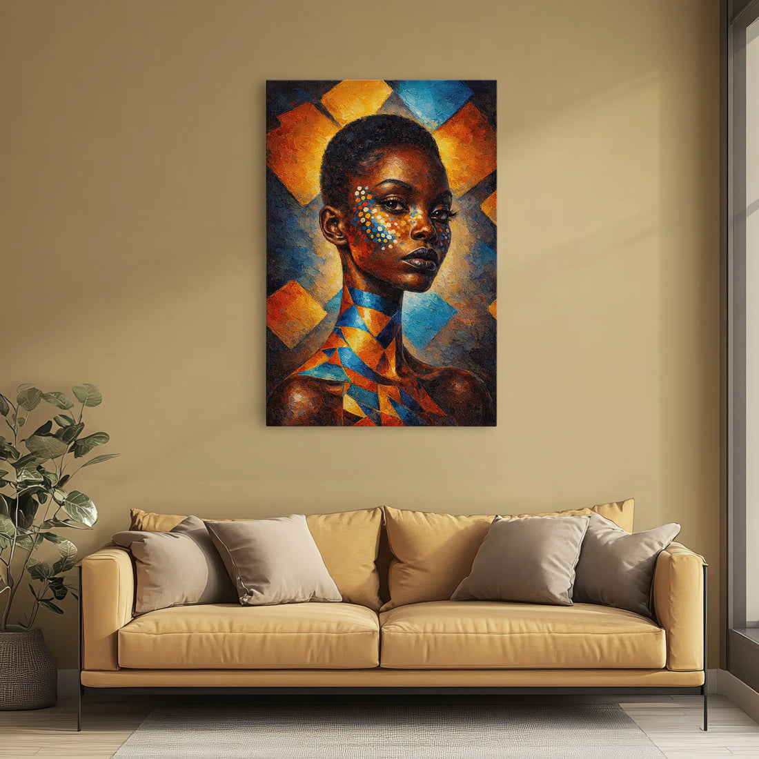 Sapphire and Saffron Mosaic Portrait Giclée Print 235013 Visual Wall Art AR2:3V Giclée Print