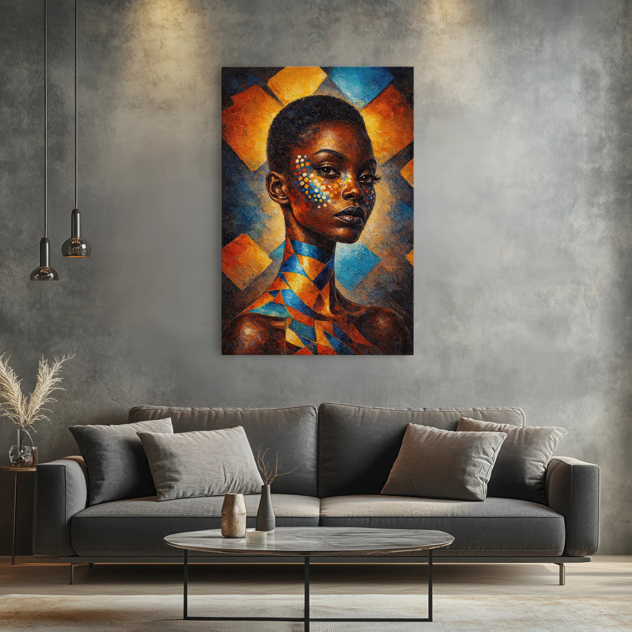Sapphire and Saffron Mosaic Portrait Giclée Print 235013 Visual Wall Art AR2:3V Giclée Print