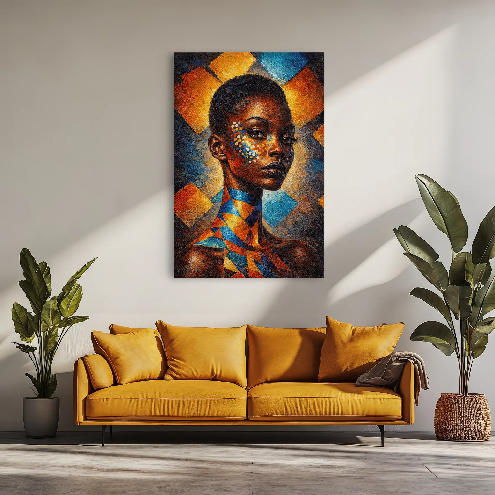 Sapphire and Saffron Mosaic Portrait Giclée Print 235013 Visual Wall Art AR2:3V Giclée Print