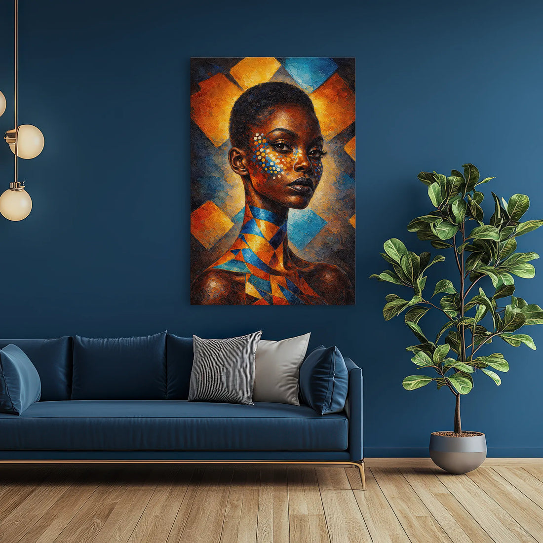 Sapphire and Saffron Mosaic Portrait Giclée Print 235013 Visual Wall Art AR2:3V Giclée Print