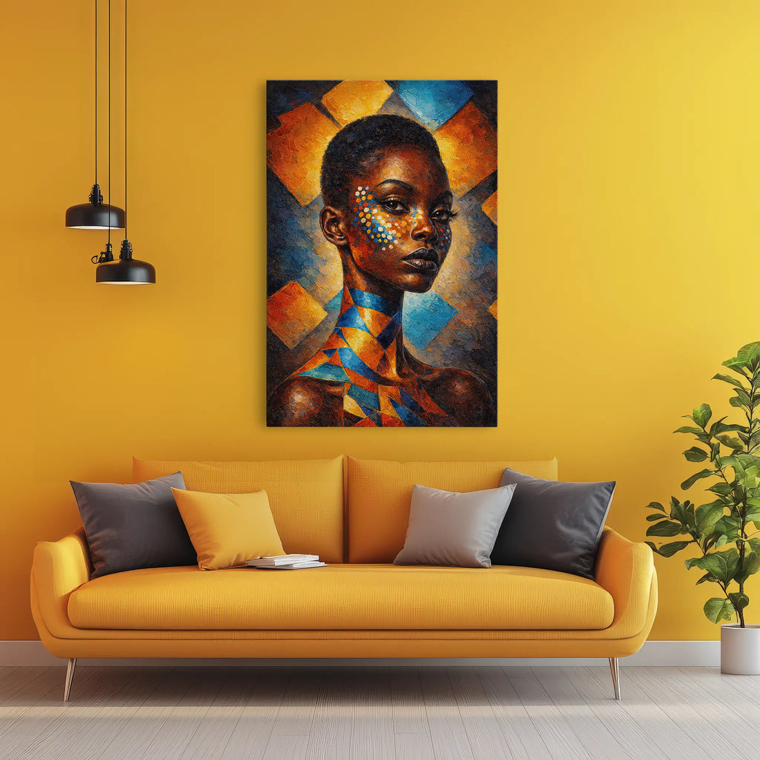 Sapphire and Saffron Mosaic Portrait Giclée Print 235013 Visual Wall Art AR2:3V Giclée Print