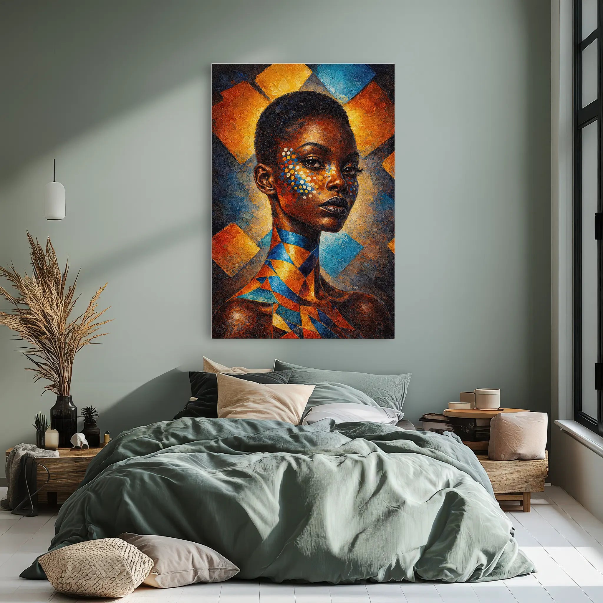 Sapphire and Saffron Mosaic Portrait Giclée Print 235013 Visual Wall Art AR2:3V Giclée Print