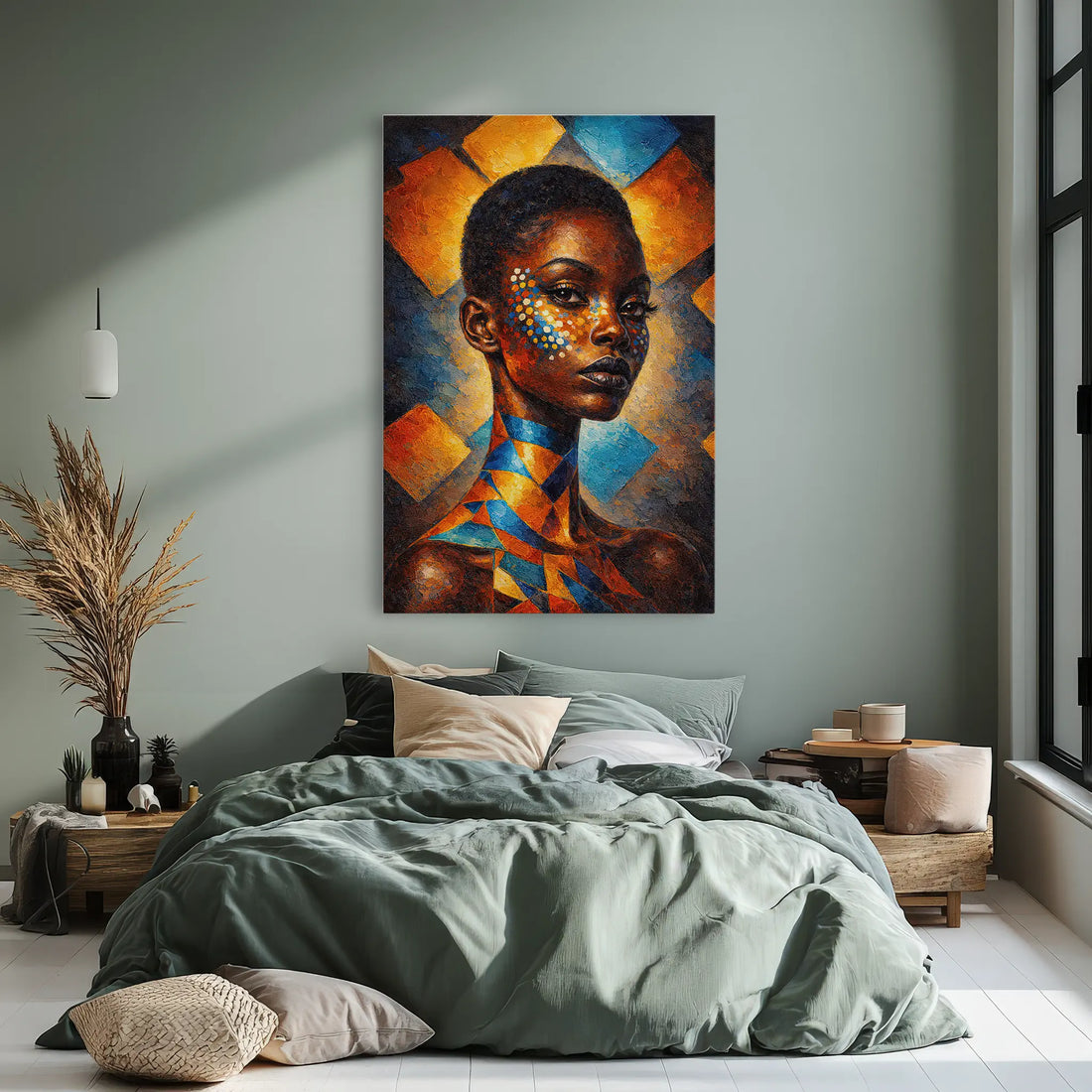 Sapphire and Saffron Mosaic Portrait Giclée Print 235013 Visual Wall Art AR2:3V Giclée Print
