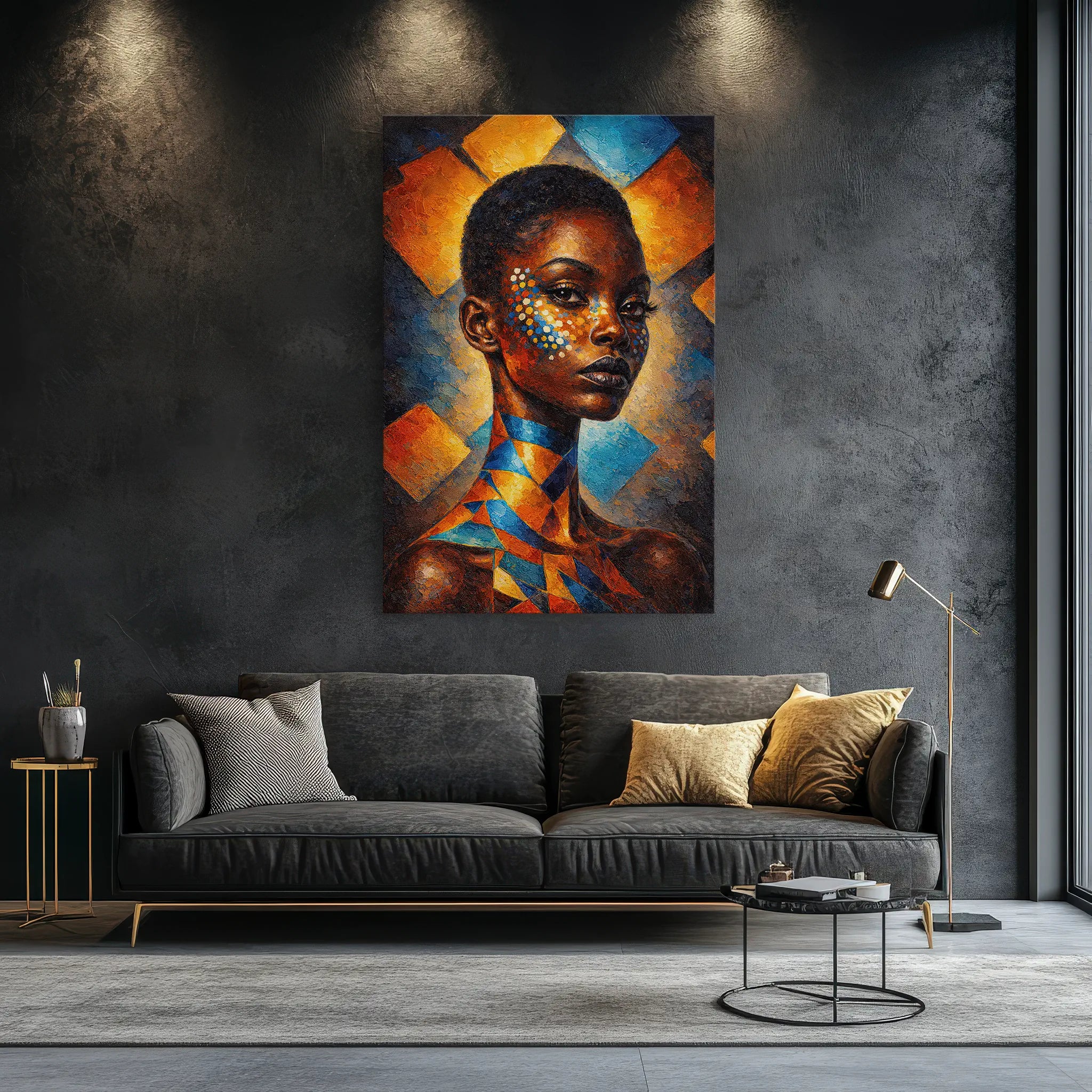 Sapphire and Saffron Mosaic Portrait Giclée Print 235013 Visual Wall Art AR2:3V Giclée Print