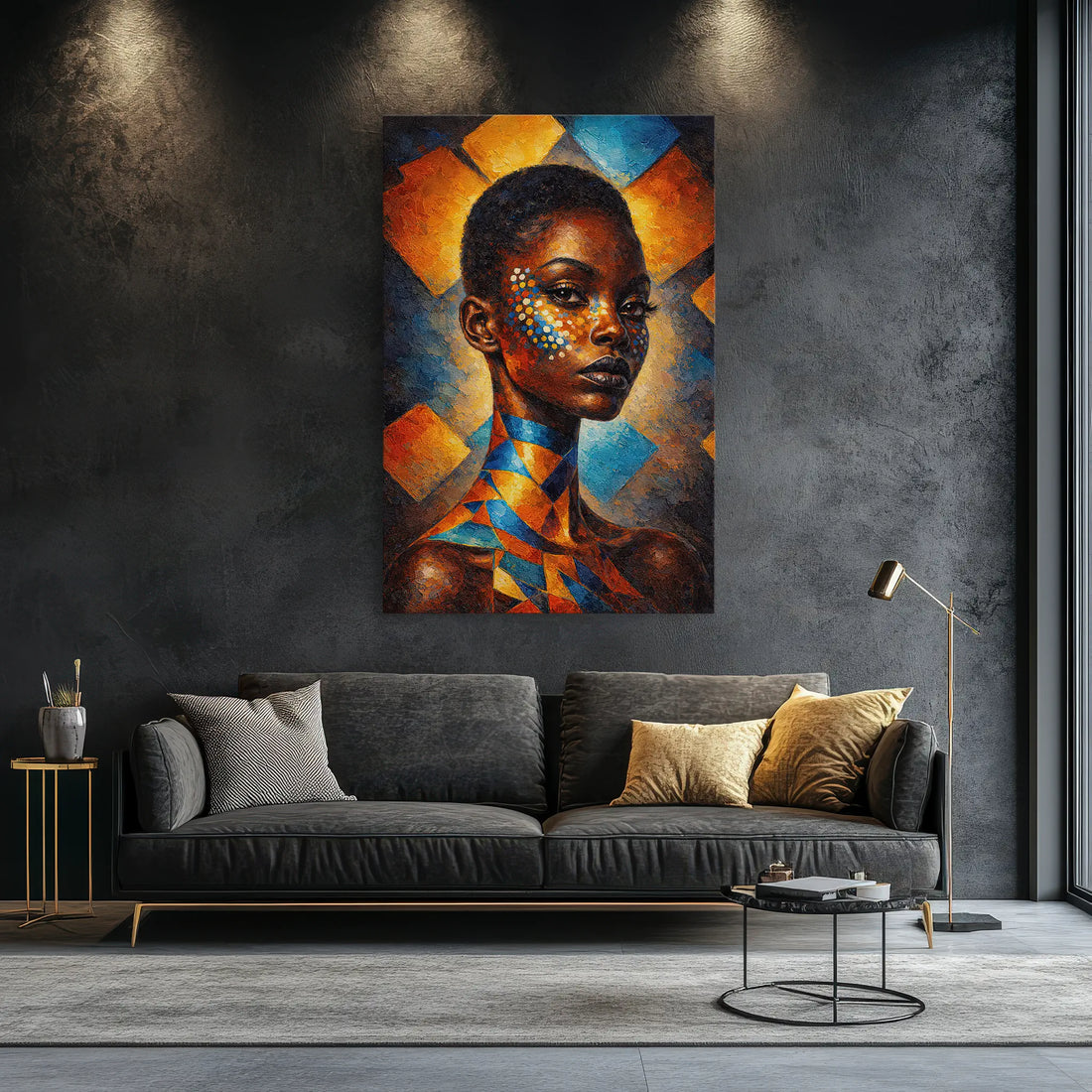 Sapphire and Saffron Mosaic Portrait Giclée Print 235013 Visual Wall Art AR2:3V Giclée Print