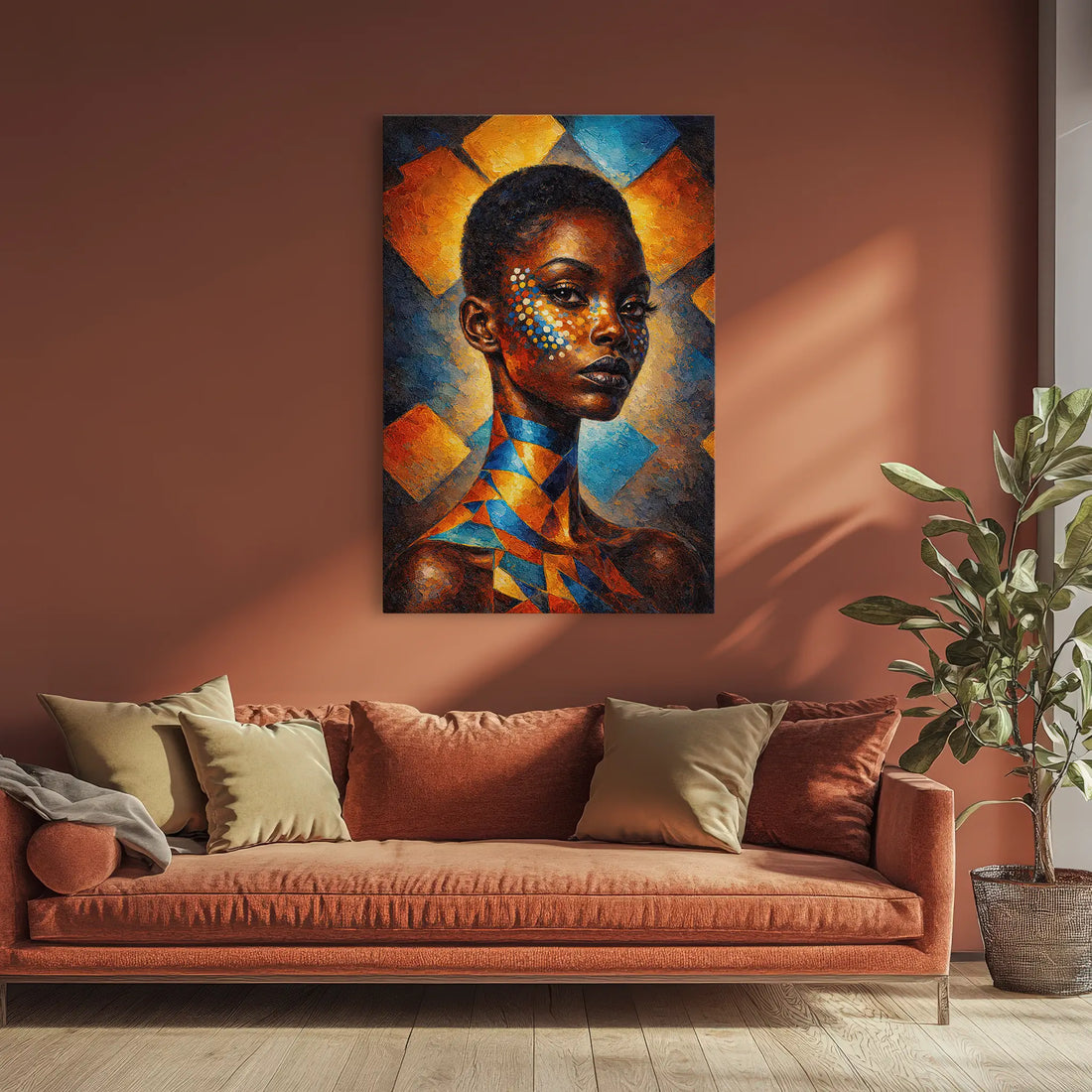 Sapphire and Saffron Mosaic Portrait Giclée Print 235013 Visual Wall Art AR2:3V Giclée Print